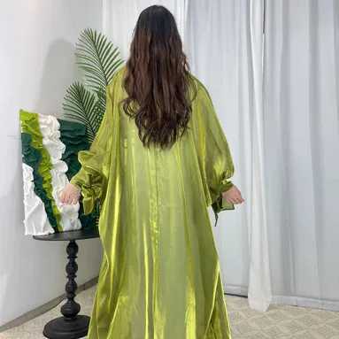 Eid Open Abayas for Women Shiny Organza Abaya Dubai Kaftan Turkey Robe Ramadan Islam Jalabiya Kimono Ka Caftan Muslim Dress X250514