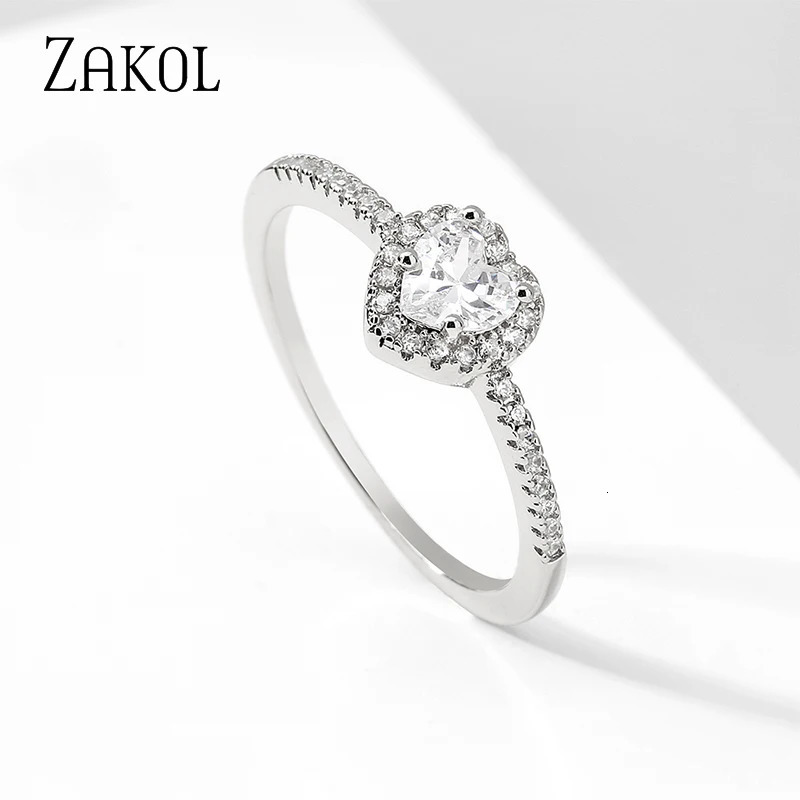 ZAKOL Romantic Pink Heart CZ Engagement Rings for Women Fashion Cubic Zirconia Wedding Bands Jewelry Valentines Day Gift 250509