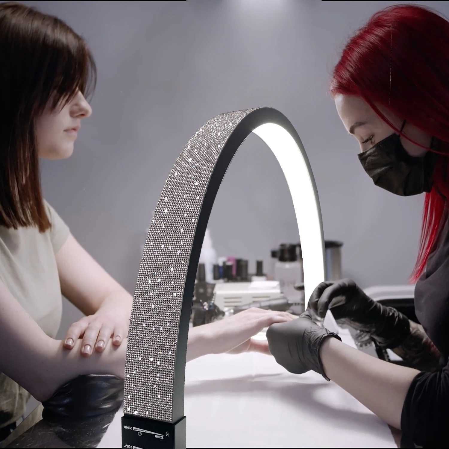 FOSOTO Overseas Warehouse LED Video Light Half-moon Shaped Nail Desktop Ring Light For Tattoo Beauty Salon Eyelash Fill Lamp X2505141