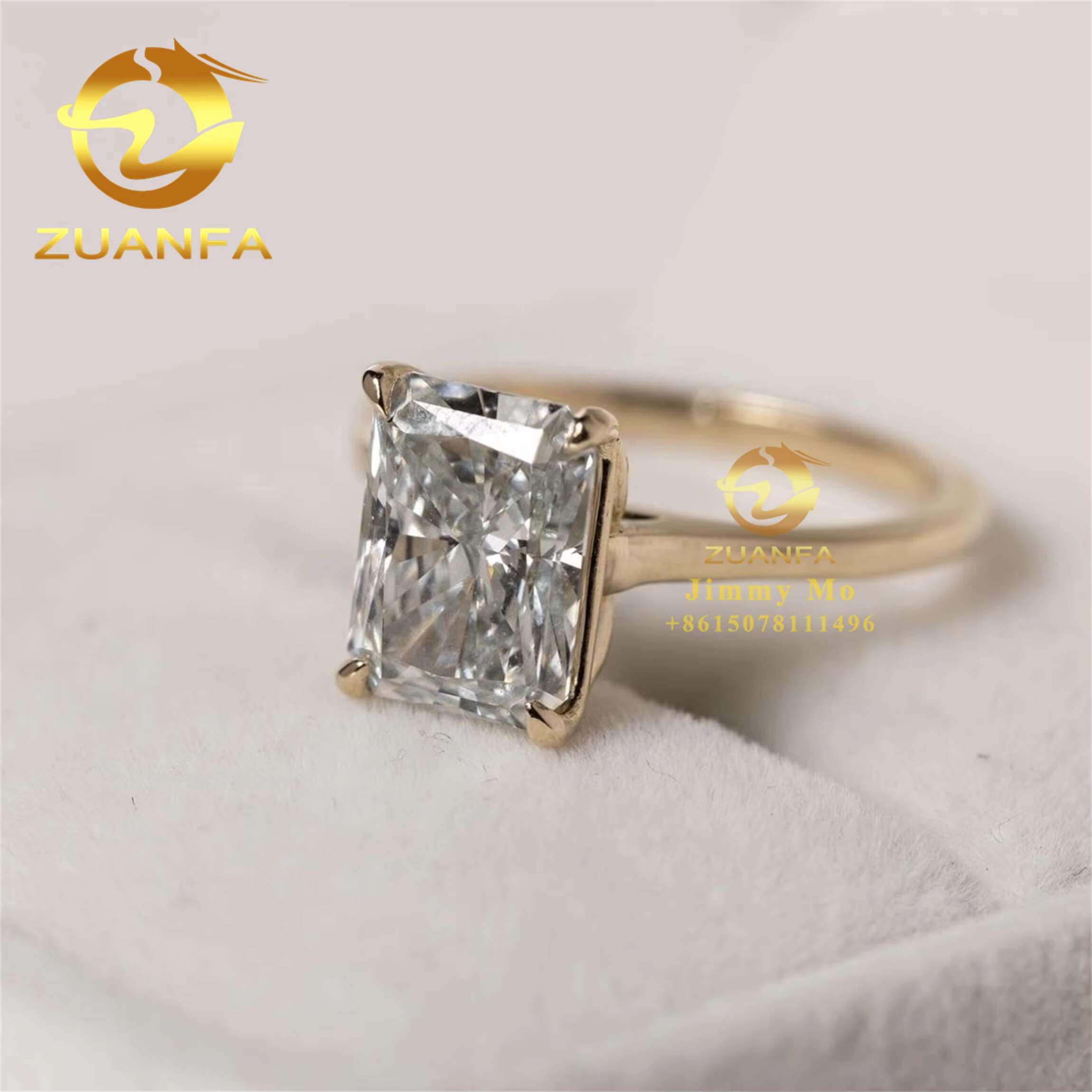 Customize Personalized Gorgeous Wedding Gift Women Jewelry 10k White Gold 3ct VVS Radiant Moissanite Promise Engagement Rings