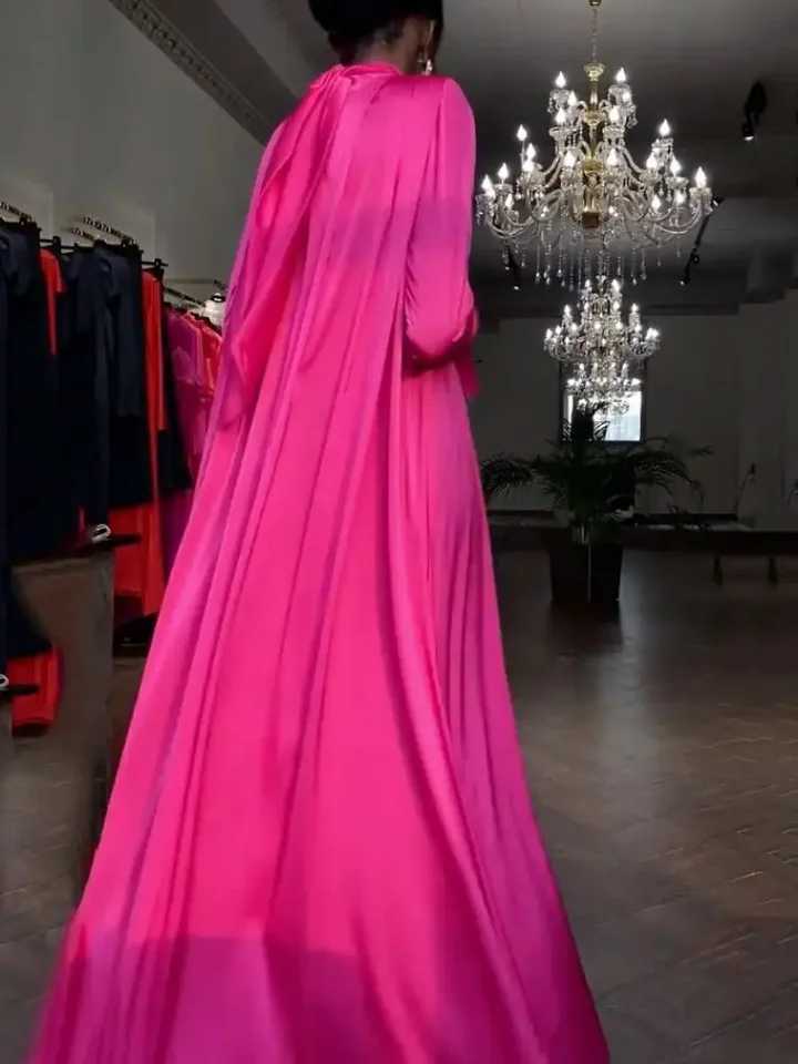Middle East Arab Muslim Female High-Neck Elegant Evening Long Dress 2025 Spring Autumn Flared Sleeves Kaftan DressesXJ250514