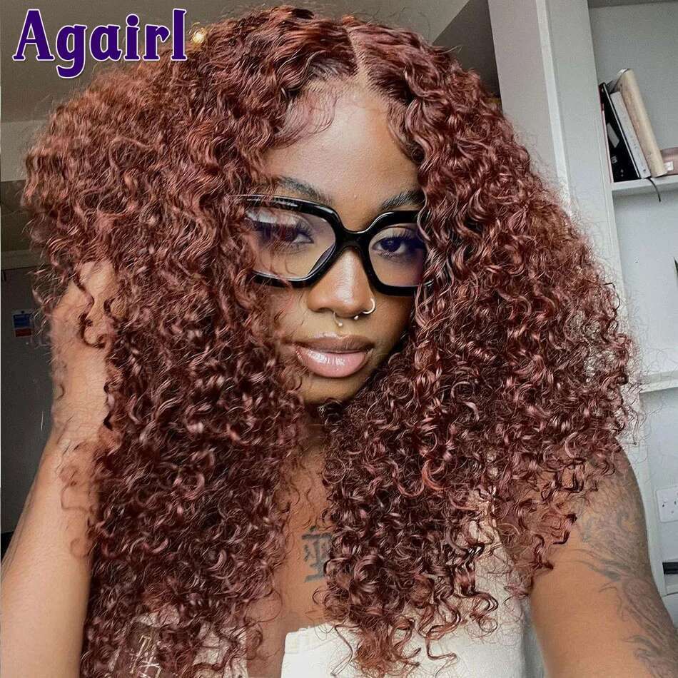 Orange 13X6 Deep Curly Short Human Hair 13X4 Water Wave Frontal Bob Reddish Brown 5X5 Lace Closure Wigs