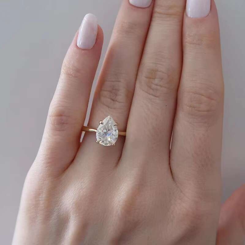 Custom Made Women Engagement Ring Bridal Jewelry Solid 14K Gold Moissanite Ring