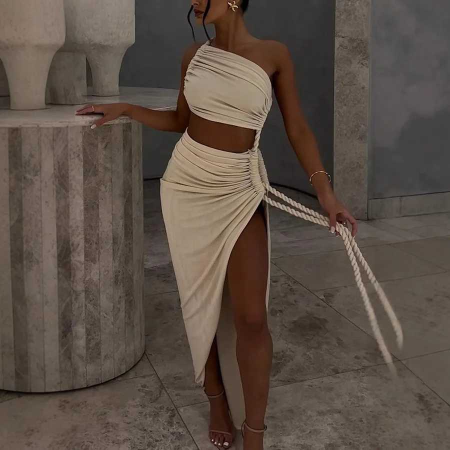 Womens Irregular Sexy Backless Hemp Rope Slit Dress for Spring/summer 2025XJ250514