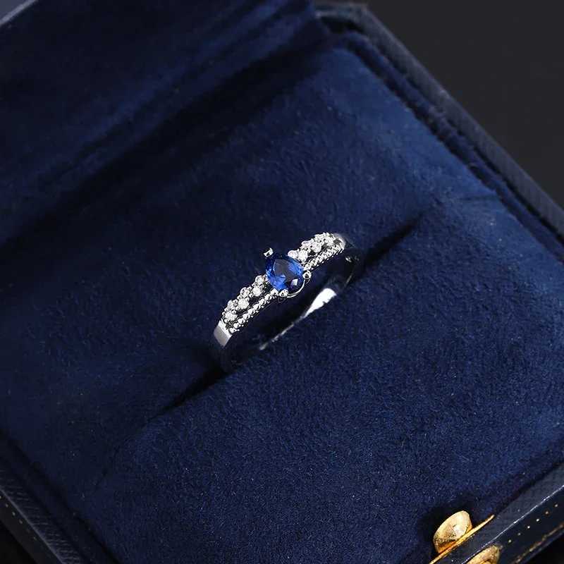 Trend Double Hollow Round Oval Sphire 925 Silver Plated Couple Ring for Women Silver Plated Christmas Gift Party JewelryXJ250514