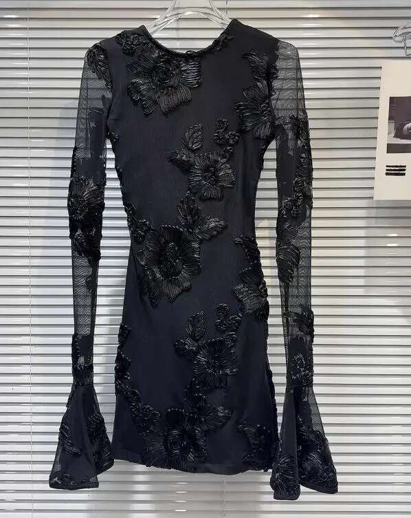 Getspring Dress Flare Sleeve Printing Embroidery Vintage Long Sleeves Backless Sexy Dresses Women 2024 New