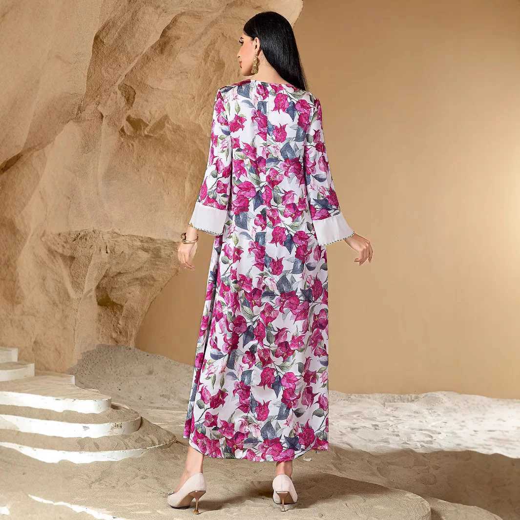 Ramadan Diamonds Abaya Dubai Kaftan Women Muslim Hijab Dress Print Jalabiya Caftan Marocain Femme Robe Eid Djellaba Vestidos New X250514