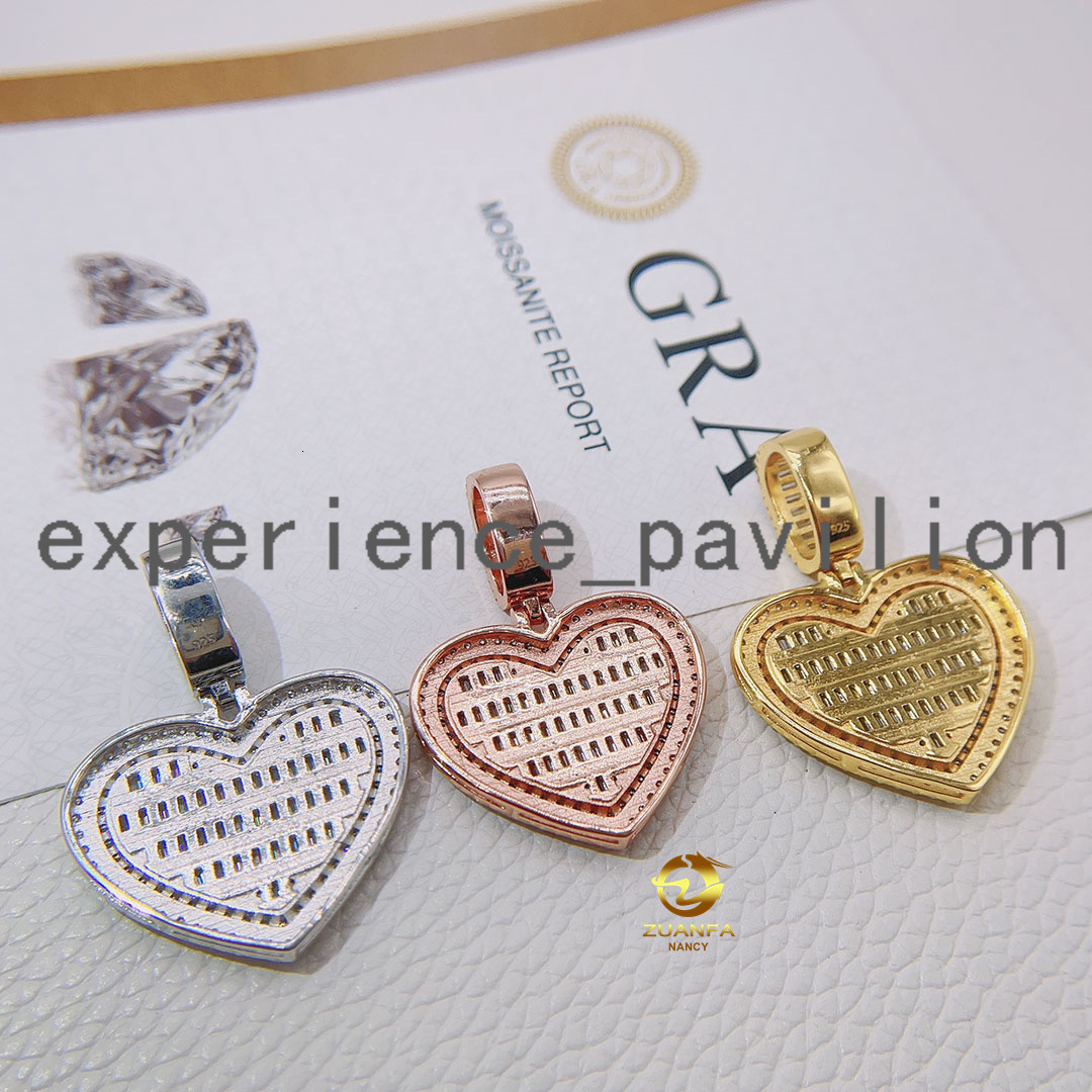 Fashion Jewelry Moissanite Pendant Men/Women Silver 925 Necklace Hip Hop Iced Out Heart Pendant Charms