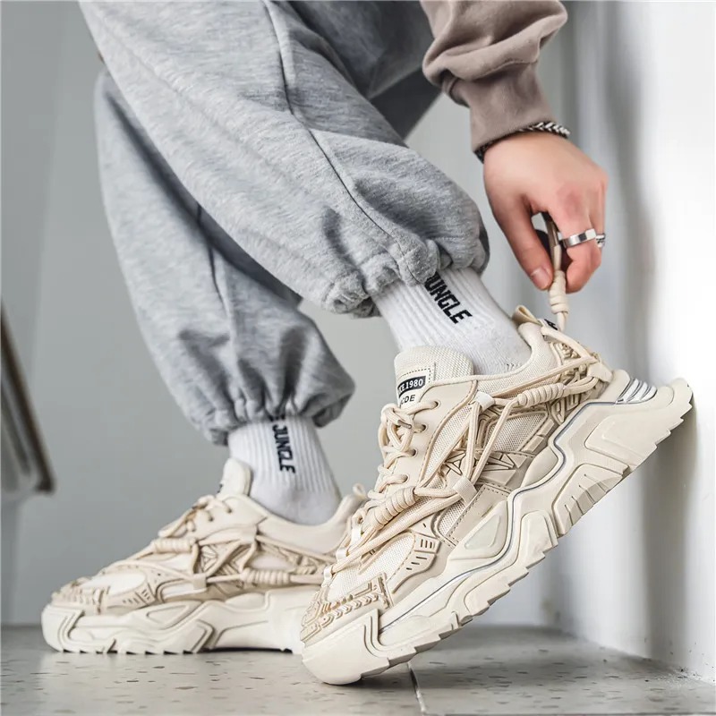 Platform Fashion Clunky Sneakers Men Casual Breathable Sports Dad Shoes Male Fiess Footwear 2023 3381