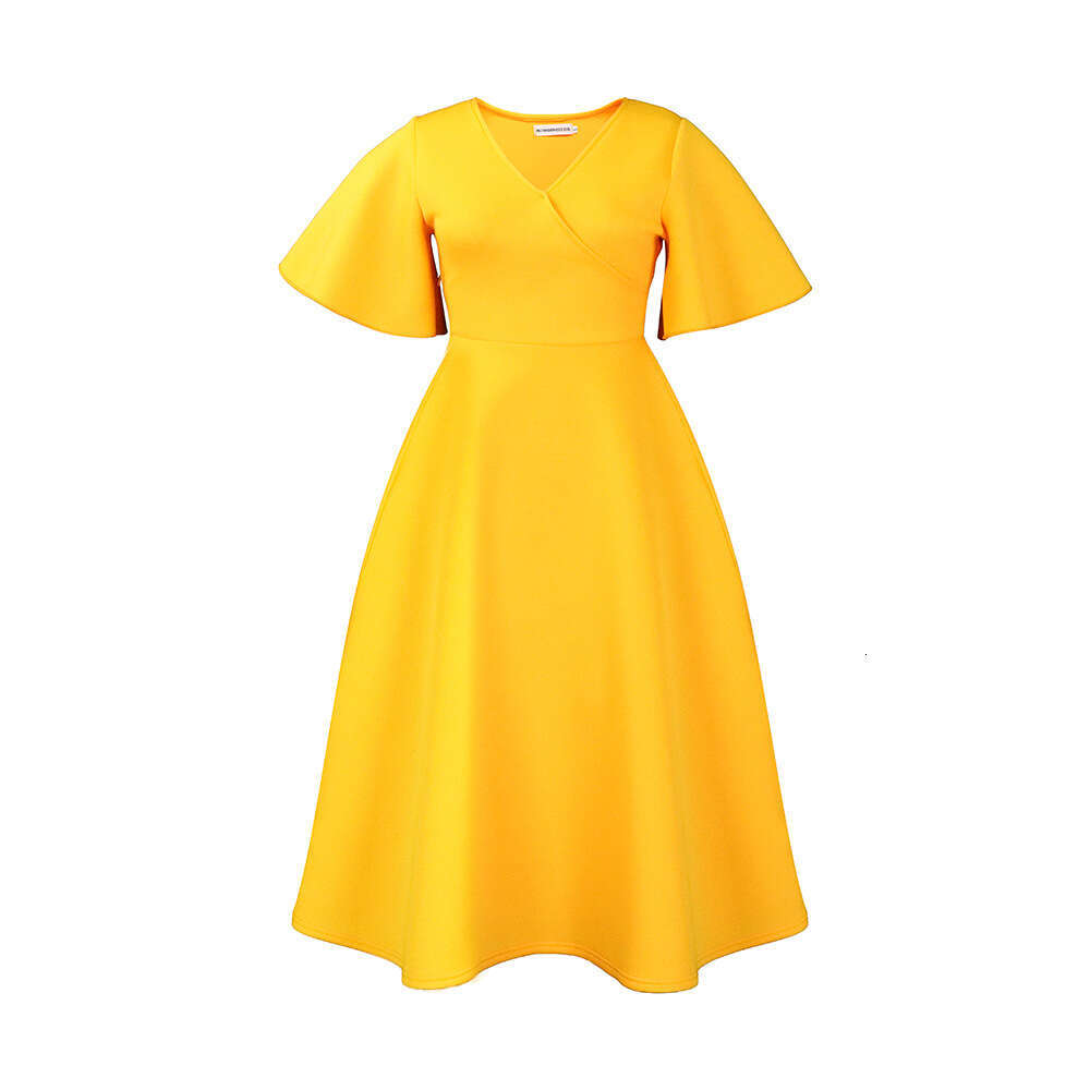 Women's Wear Women's 2023 New Flare Sleeves V-Neck Fashionable Style Large Dress