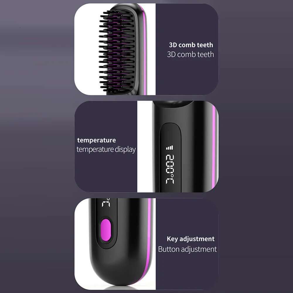 Straightening Comb With Digital Display 3 Level Adjustables Flat Irons Hair Styling Tool