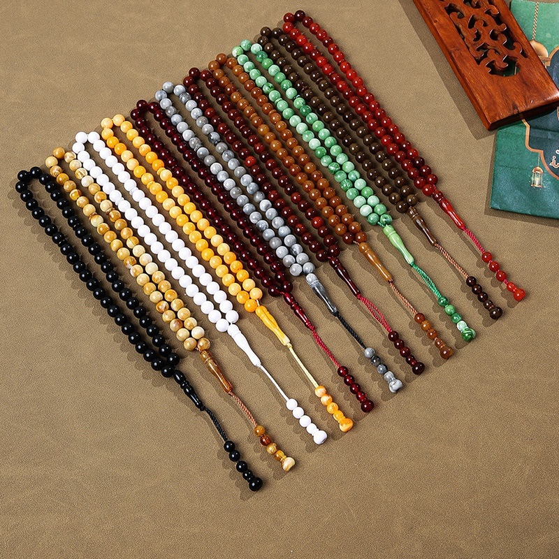 Colorful acrylic Islamic jewelry, Arabic bracelets, Muslim prayer and worship beads, jewelry