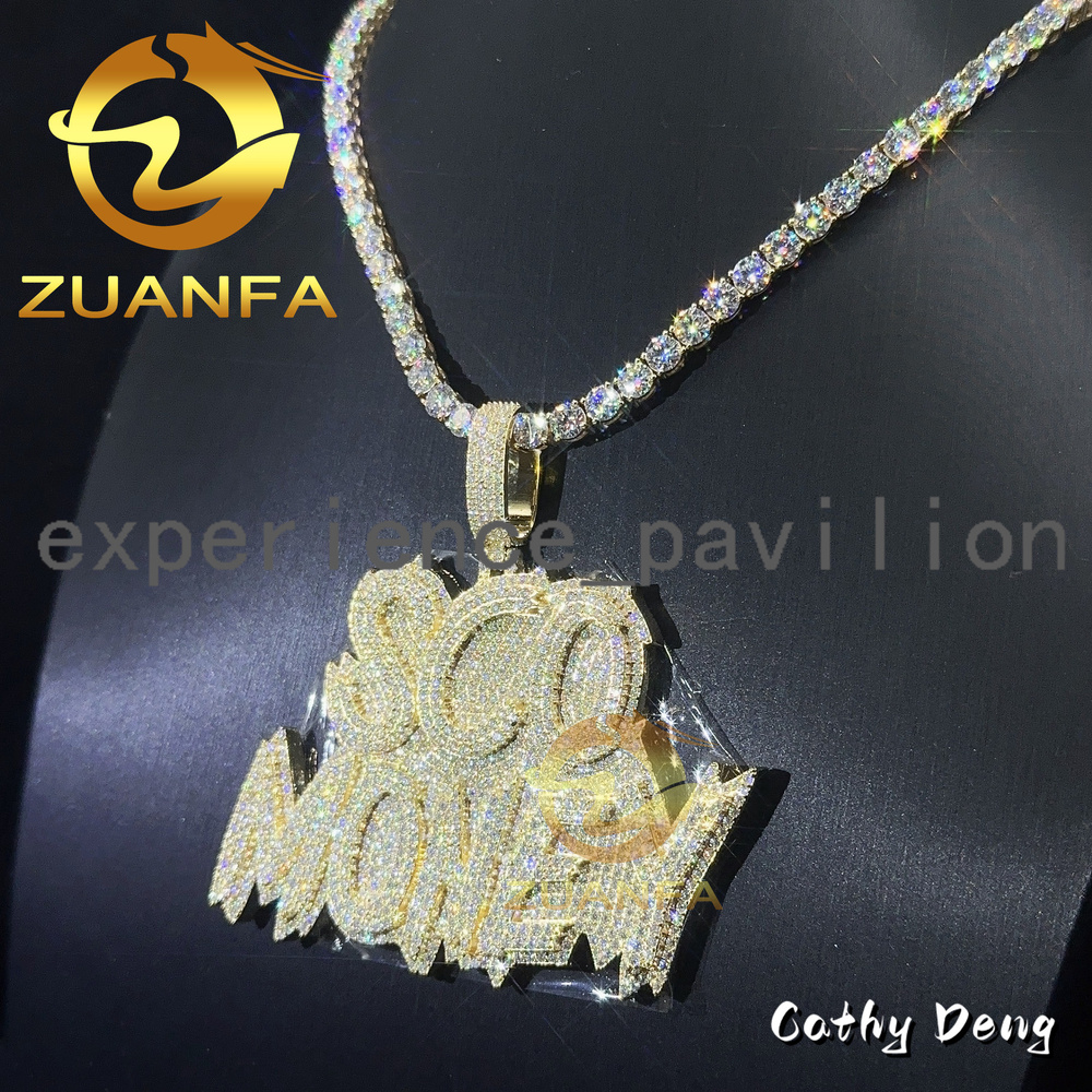 Hip Hop Charms Iced Out Pendant VVS Moissanite Hip Hop Jewelry Custom Initial Letter Pendant Necklace Pendants for Men Women