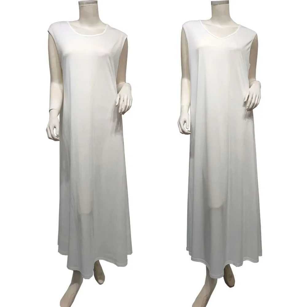 Ramadan Underdress Muslim Abayas For Modest White Casual Women All Match Slveless Maxi Dress Turkey Kimono Robe Arab Clothing X250514