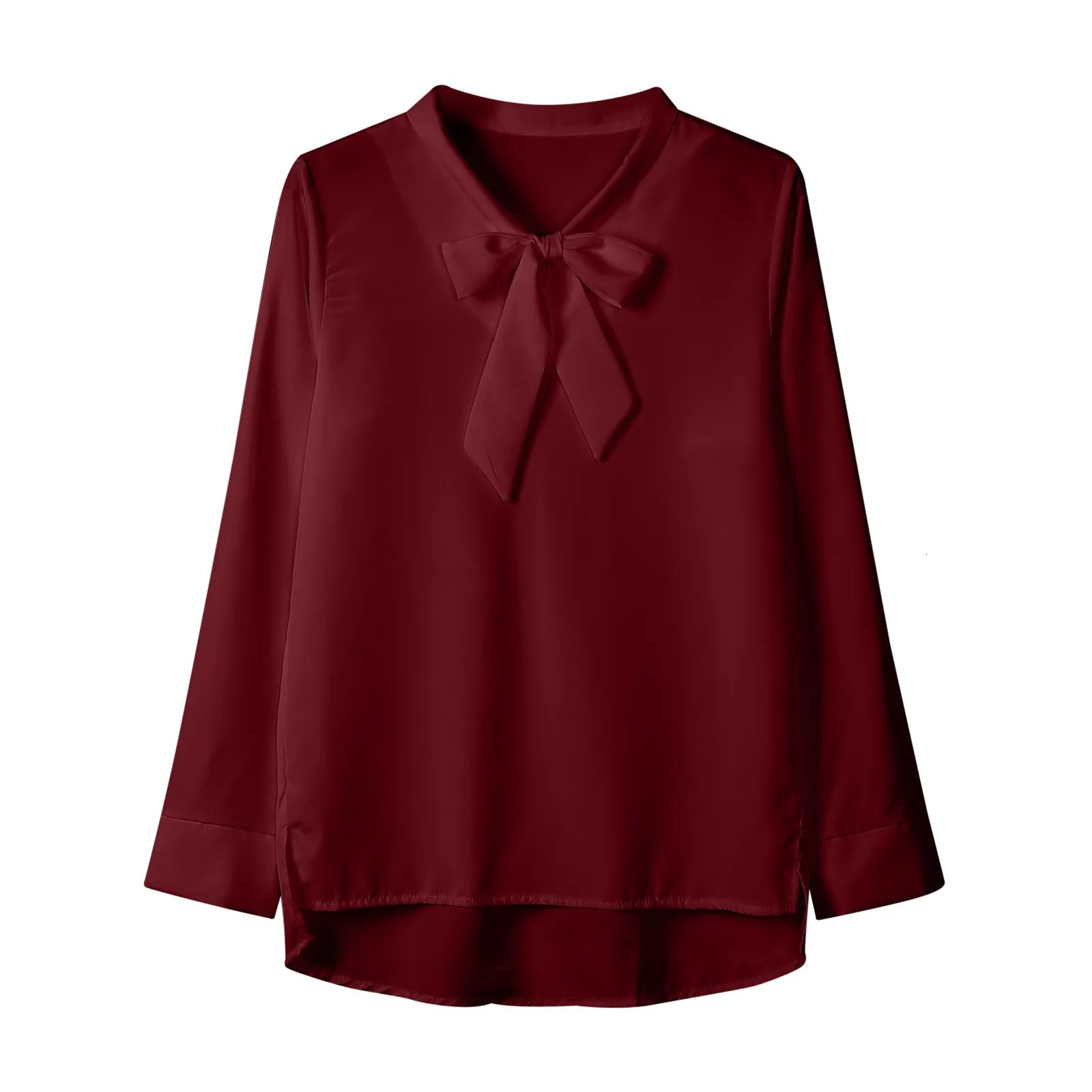 Female Elegant Shirt Womens Solid Color Long Sleeve Business Bow Ribbon Blouse Women Slimming Senior Sense Tunic Tops for Work 250513