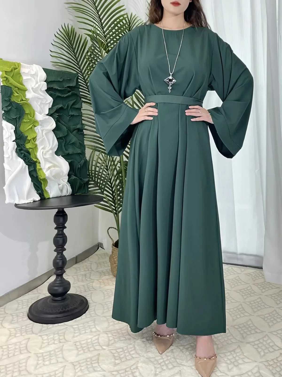 Muslim Abayas Women Kaftans Prayer Dress With Belt Full Slve Islamic Clothing Dubai Robe Ramadan Dresses Women Jilbabs X250514