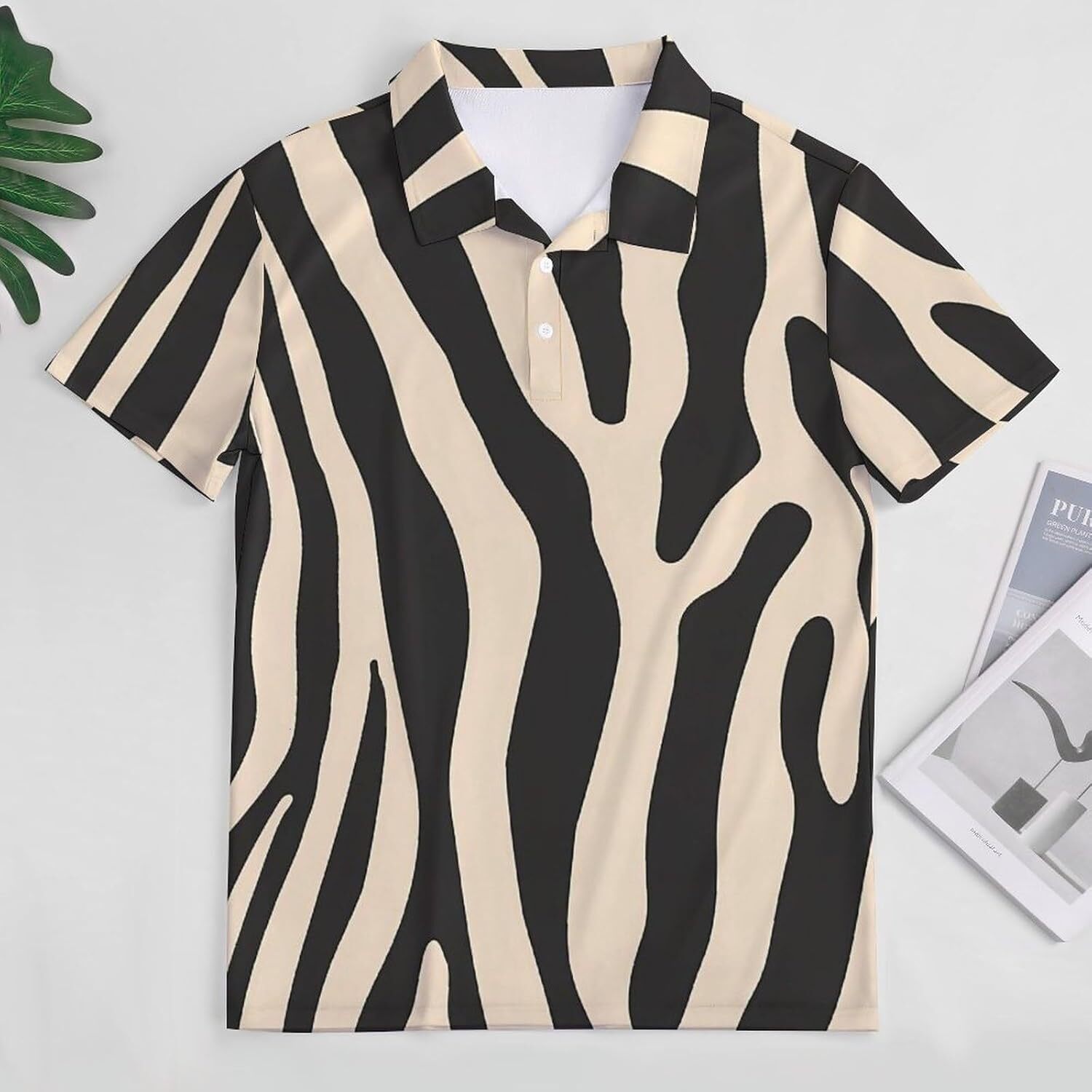 Mens Polo shirt Zebra Animal Pattern Hawaiin Polo Shirt for Men Casual Golf Shirts Short Sleeves Collared Top Polos shirts tshirt Casual tops summer c