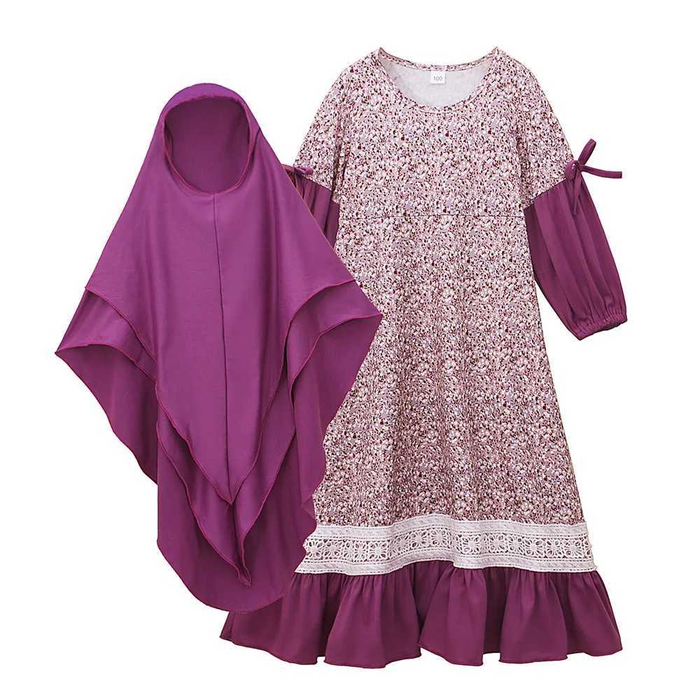 Ramadan Kids Muslim Girls Abaya Print Long Dress Party Turkey Morocco Kaftan Arab Robe Dubai Islam Eid Hijabs Gown Prayer Caftan X250514