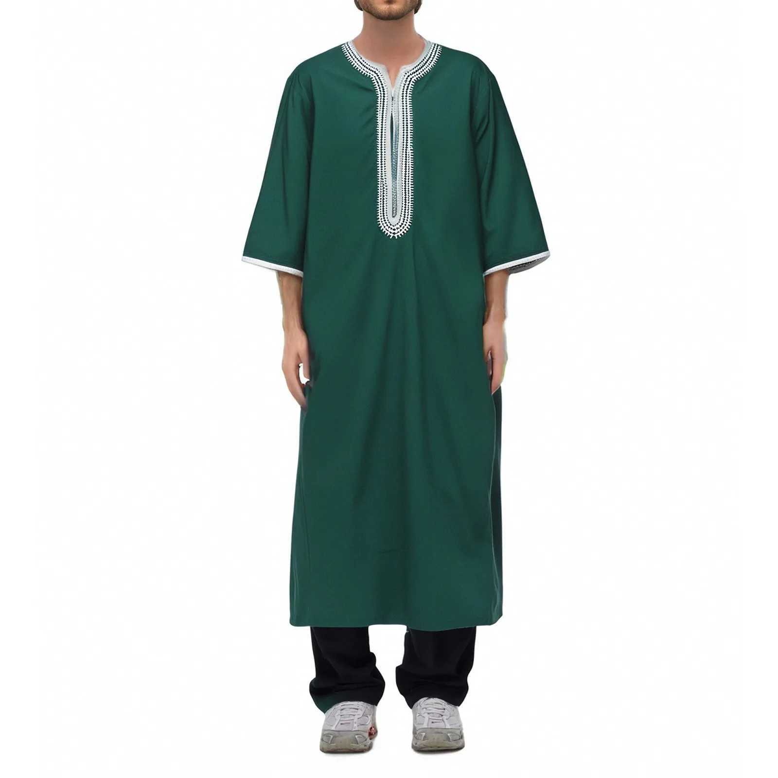 2025 White Muslim Short Sleeve Embroidery Garment Embroidery New Short Sleeve Islamic Kaftan White Muslim Short Sleeve Embroider X250514