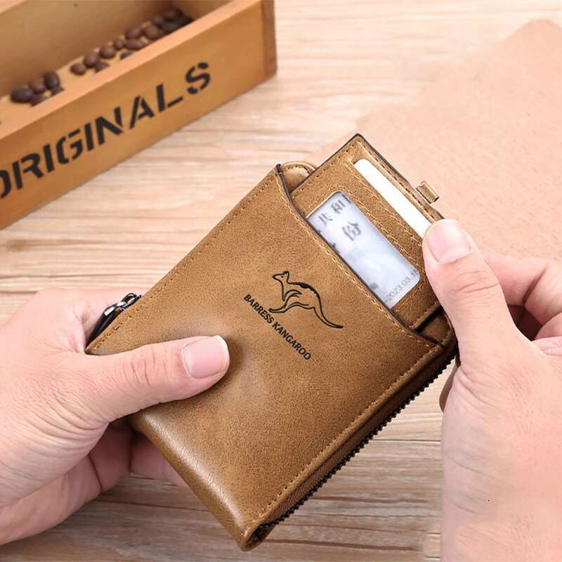 Leather Walletfor Men Fashion Cardholder Men's Designer Purse with ZipperCard Holder Short Money Bag Man Gift Mens