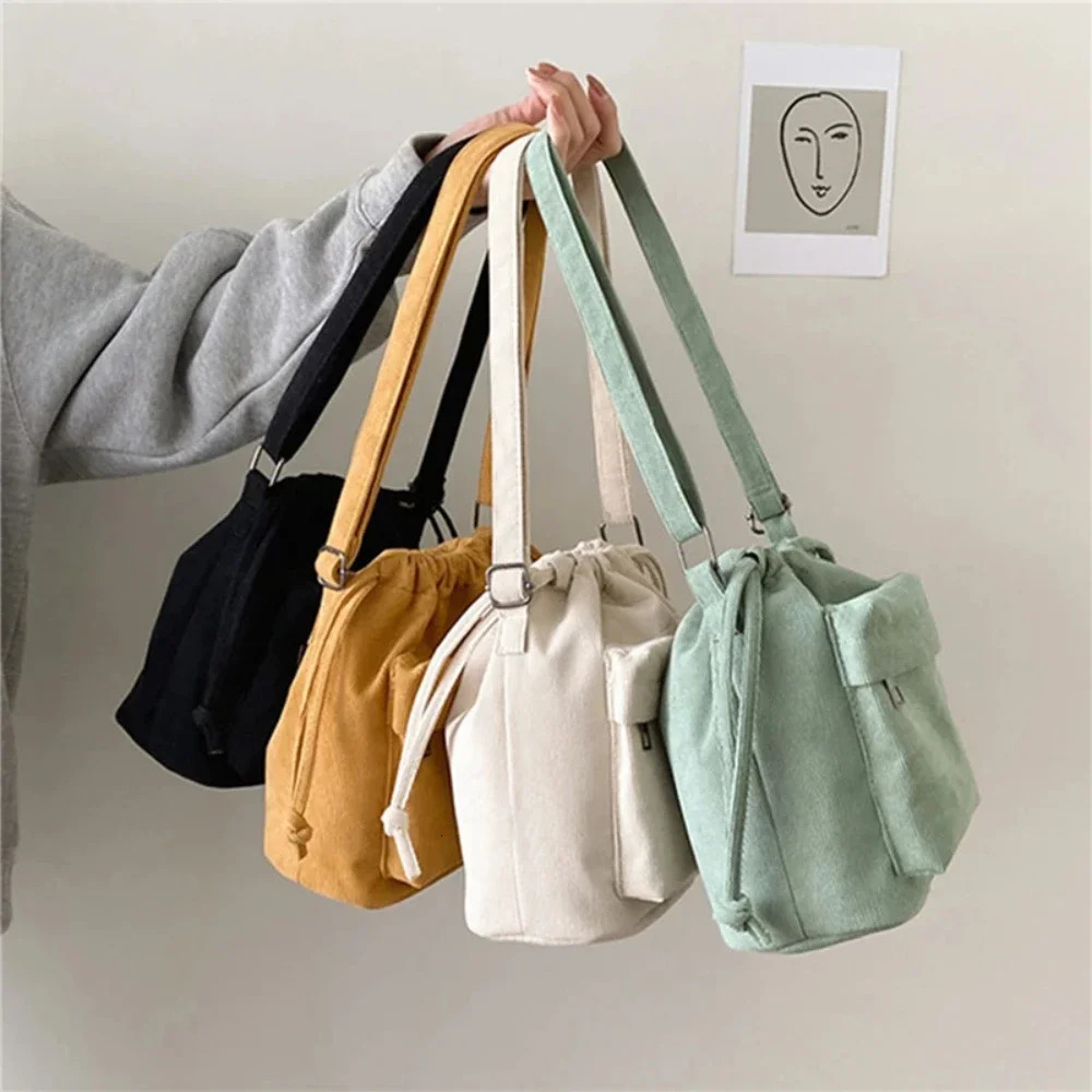 Women Bag Middle Shoulder Korean Style Drawstring Bucket Casual Light Youth Crossbody Whole Sale 250514