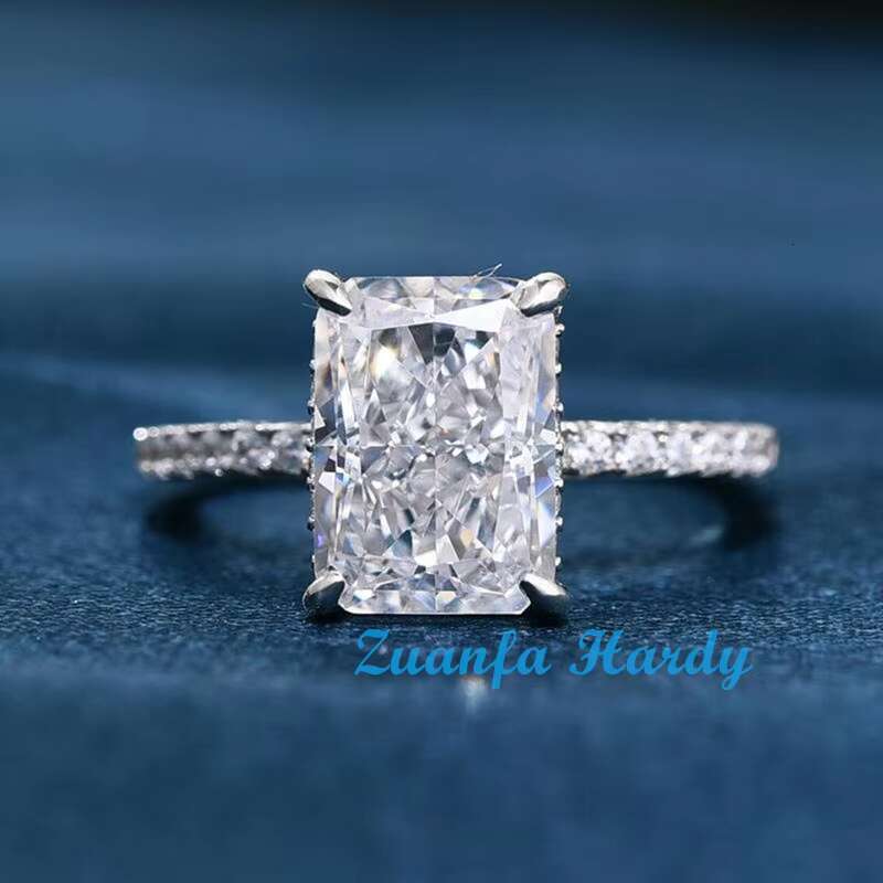 Pass Tester Women Jewelry 3ct Emerald Eternity Ring Engagement Wedding S925 10K 14K18K White Gold Moissanite Diamond Ring