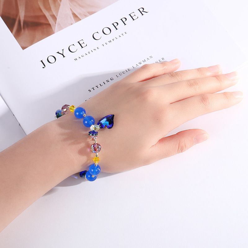 Sapphire crystal with a design sense of niche love pendant, best friend bracelet, fashionable new accessory, pearl bracelet