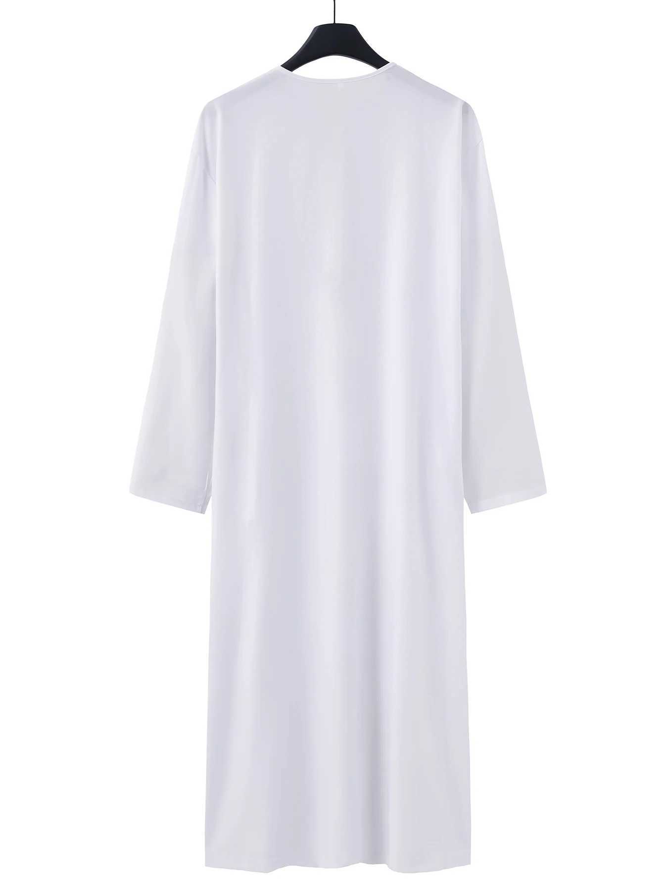 2024 New in Muslim Arabic Men Black Hand Embroidered White Formal Long Sleeve Robe Luxury White Jubba X250514