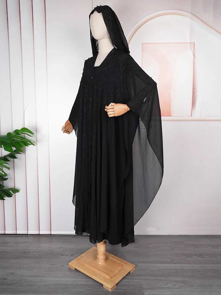 Abaya Femme Musulman Dubai Turkey Black Kaftan Long Slve Chiffon Hooded Dresses Wedding Party Prom Evening Gown Islamic Sets X250514