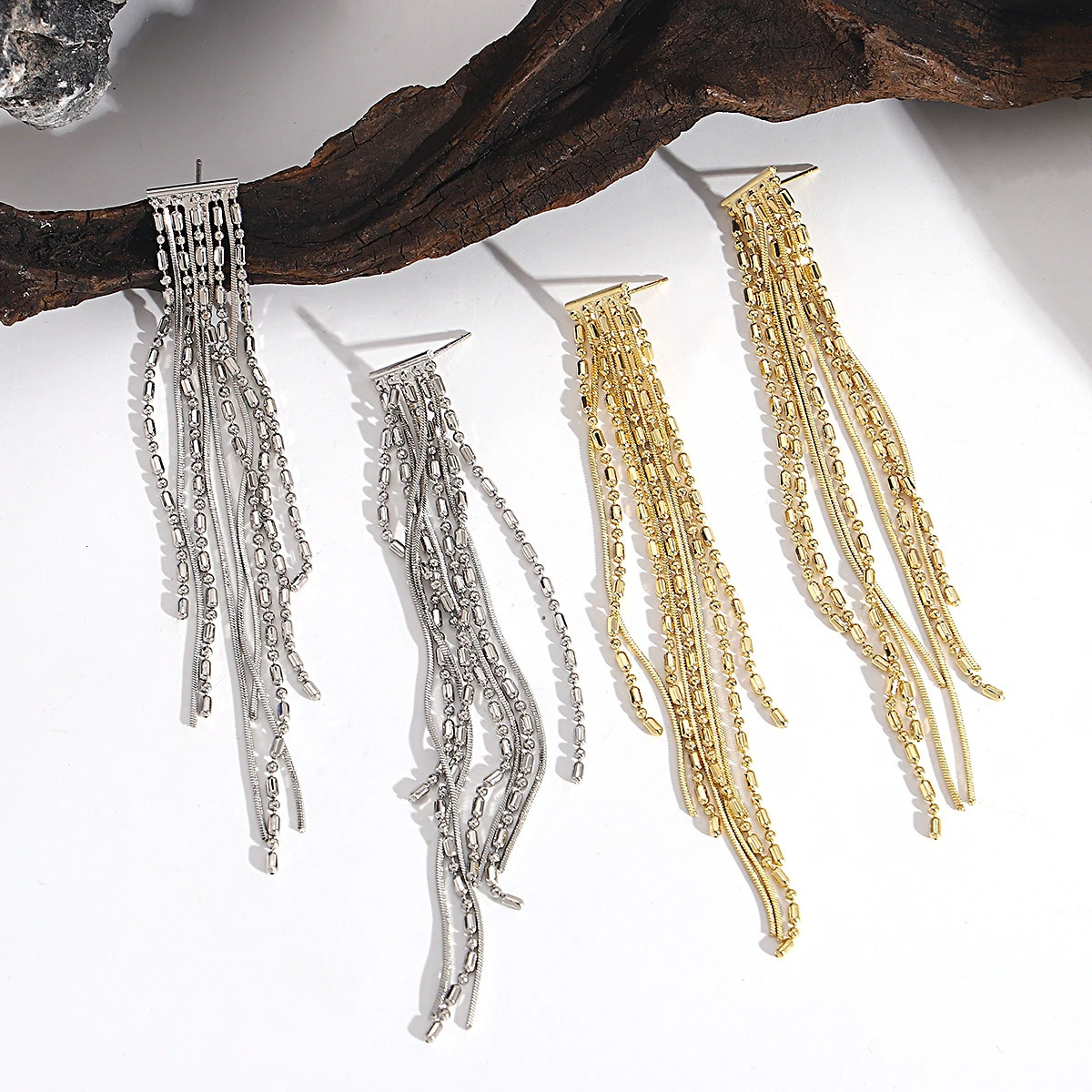 Greatera Trendy Gold Plated Copper Alloy Beads Chain Tassel Drop Earrings for Women Long Hanging Earrings Party Jewelry 250513