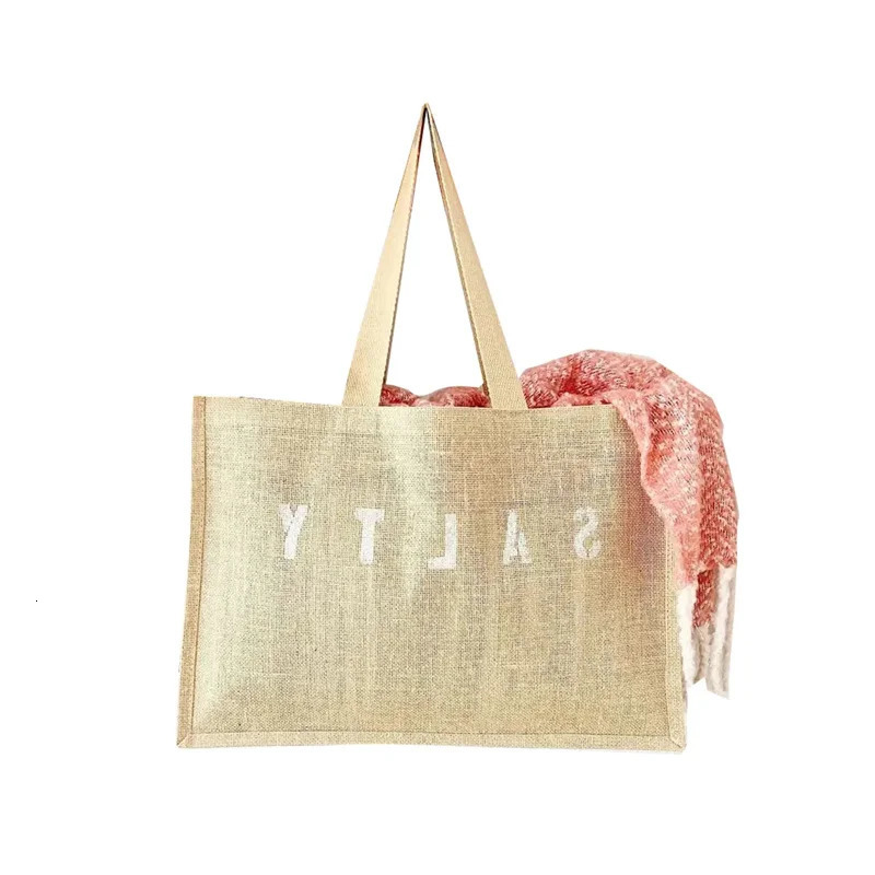 100pcs High quality Custom Color Recycle Grocery Jute Tote Bags Women Fashion Reusable Shopping Bag 250514