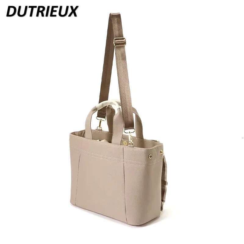 Japanese Style Ruffles Canvas Bag New Large Size Bags Girls Commuter Portable Messenger All-Matching Casual Handbags for Women