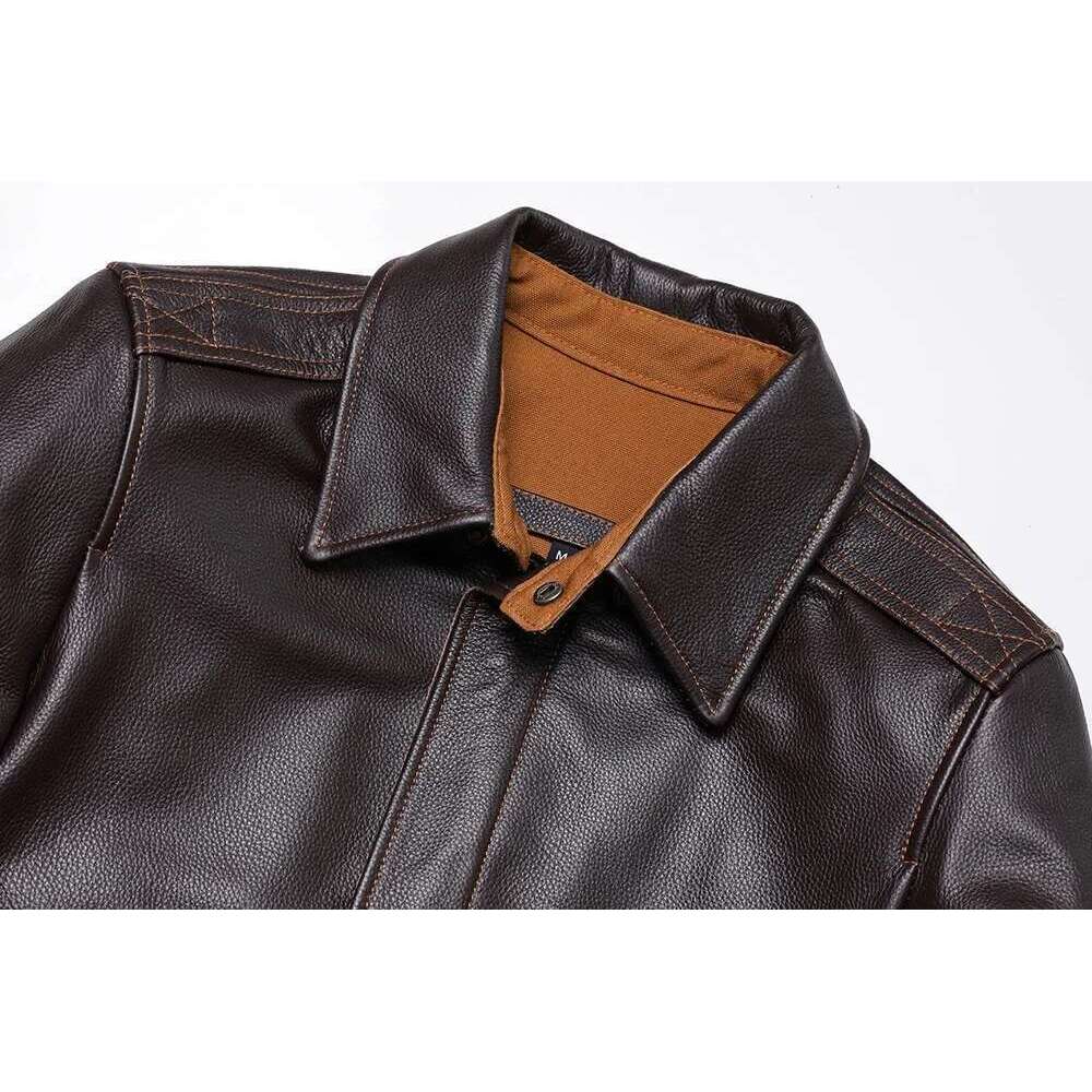 Classical A2 Style Genuine Leather Jacket Men's Air Force Natural Cowhide Coats Brown Calf Skin Clothes Man Flight Clothing Designer