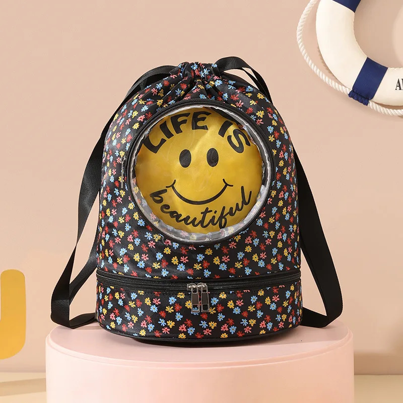 Wet and dry separation swimming bag double-layer cartoon storage bag children portable storage bag fitness backpack toiletry bag 250514