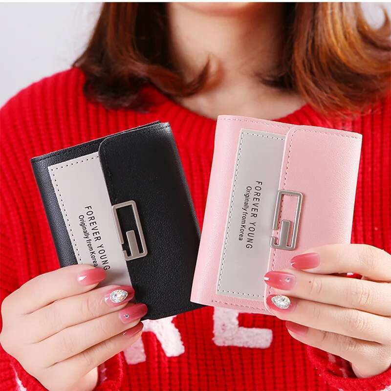 Women Short Wallet Coin Purse for Ladies Girl Money Pocket Fashion Design Card Holder Female Simple PU Leather Wallets