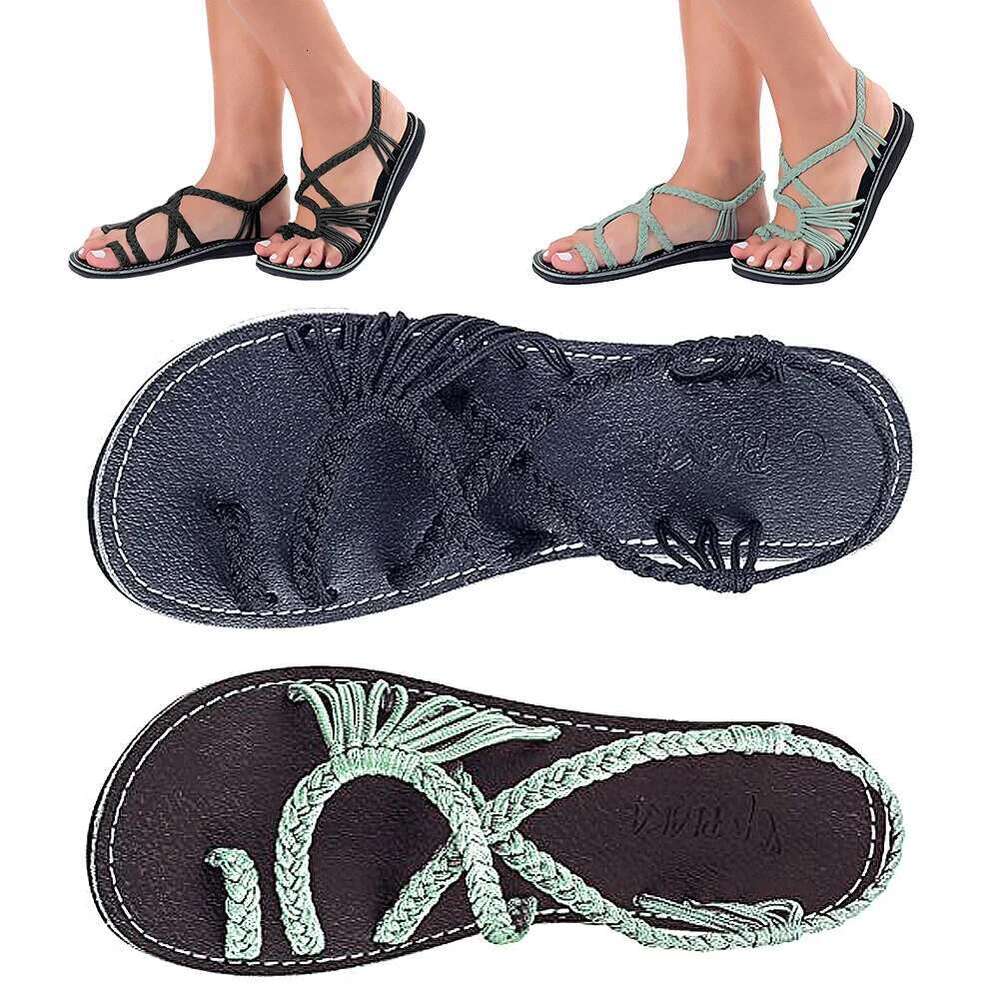 Strappy Braided Comfortable Rope Bohemian Open Toe Dress Sandals Women for Beach Poolside Travel Camping