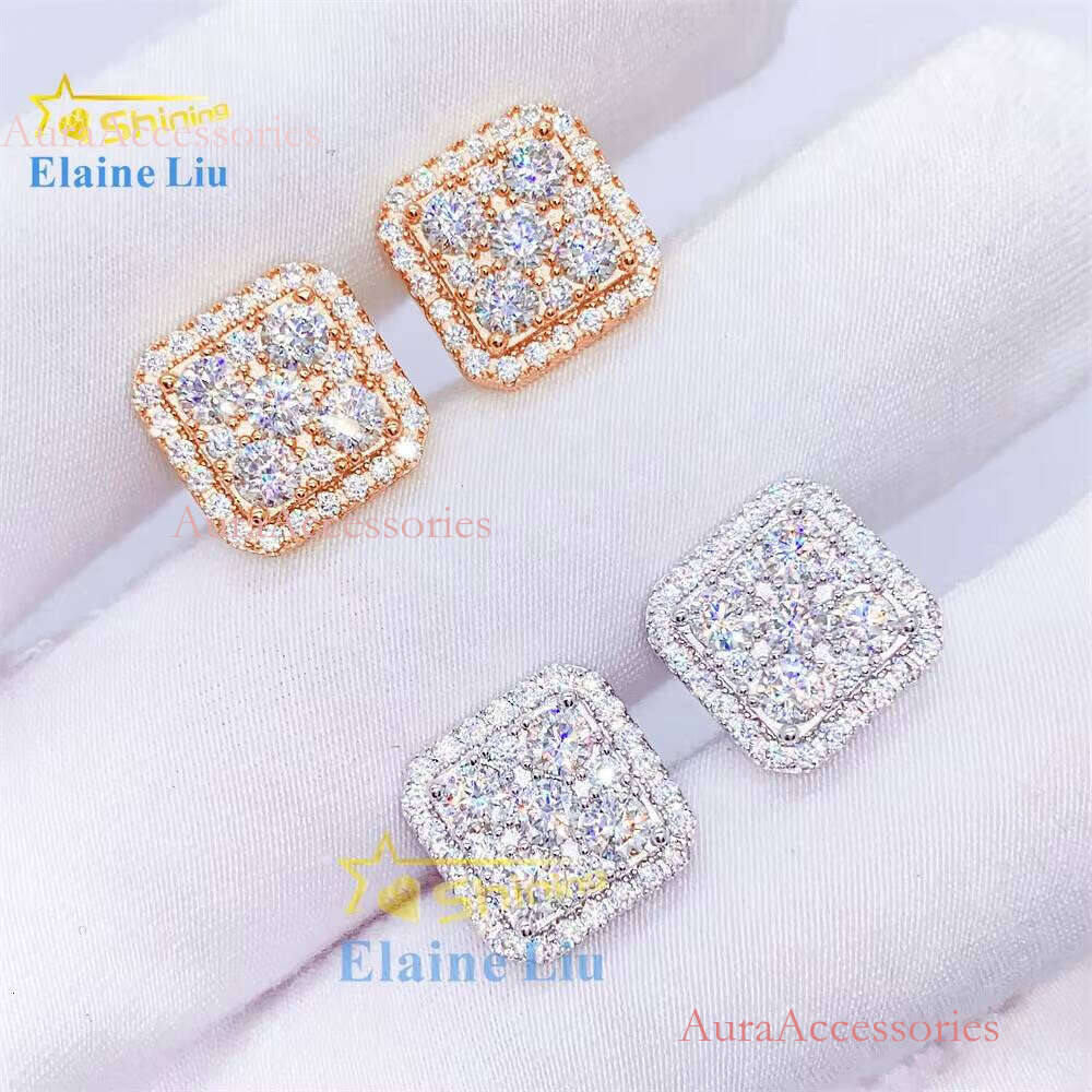Manufacturer Direct Sterling Sier Vvs Moissanite Hip Hop Fine Iced Out Jewelry Earrings for Men