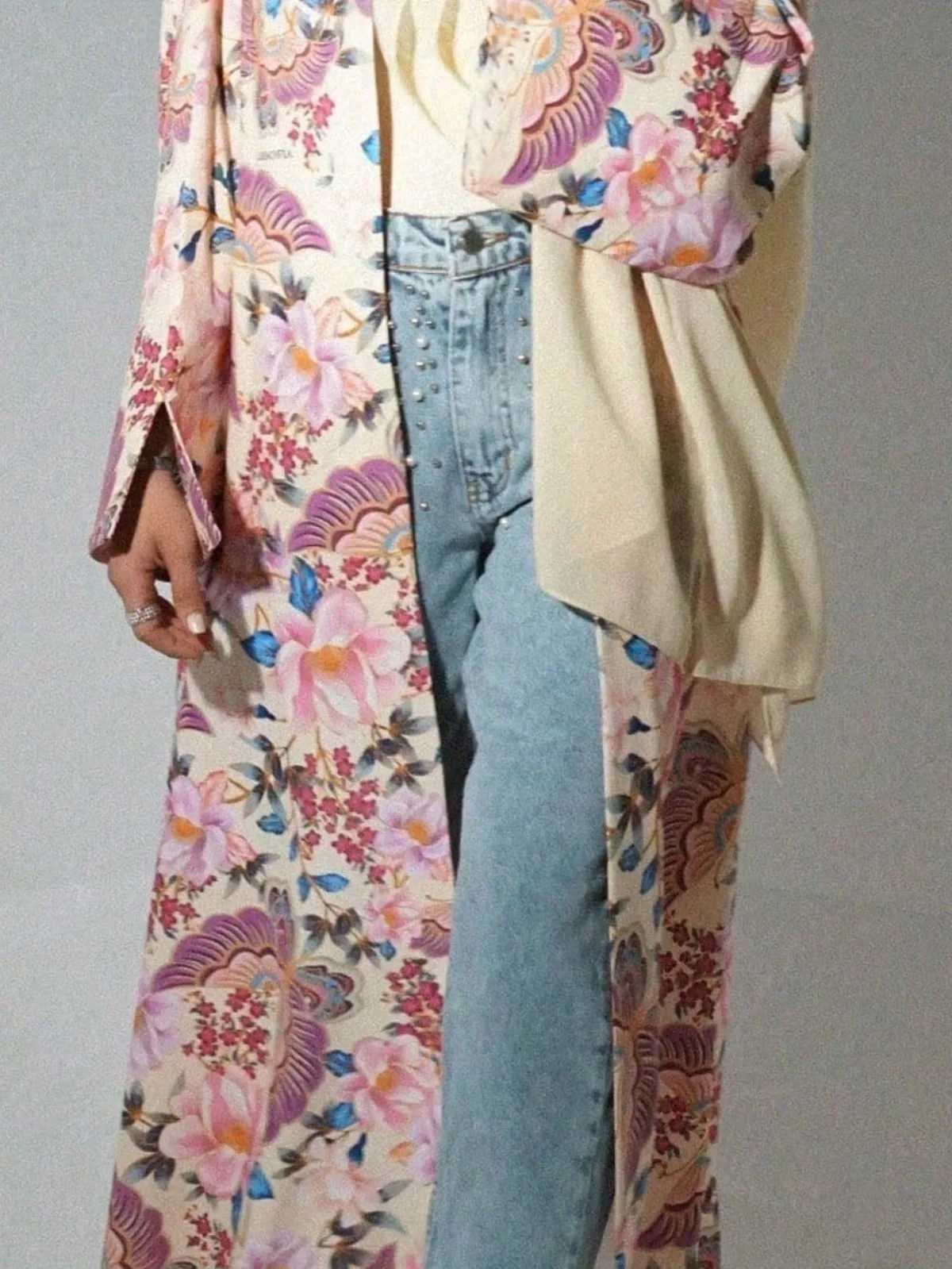 Middle Eastern Loose Abaya Muslim Full Slve Printed Floral Open Front Abayas Women Jilbabs Islamic Maxi Dresses Turkey Kaftans X250514