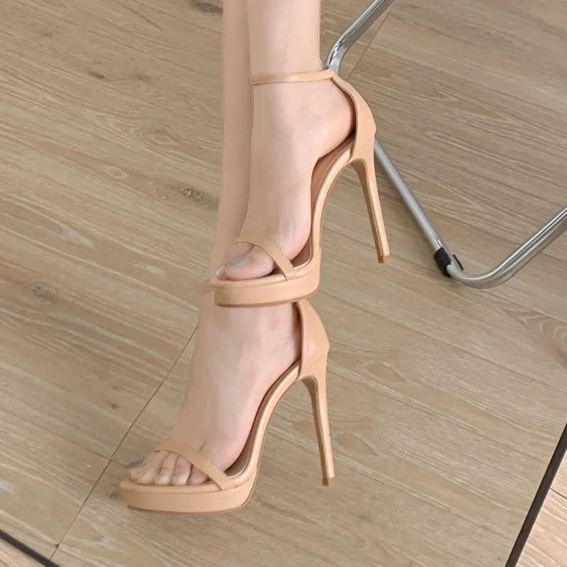 Summer High Heels Women Sandals Platform One Strap Buckle Elegant Wedding Banquet Shoes W250514