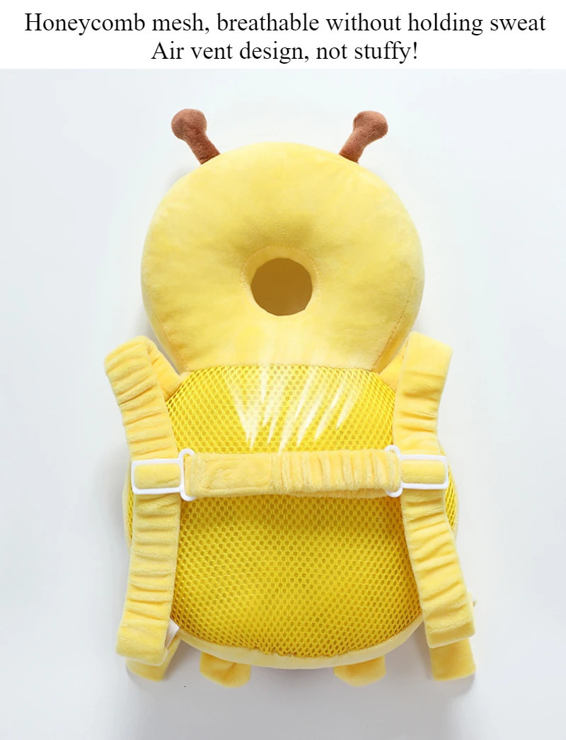 Little Bee Baby Head Back Protection Pillow Breathable Anti Fall Childrens Learn Walk Head Protector Kids Safe Cushion for Baby 250514