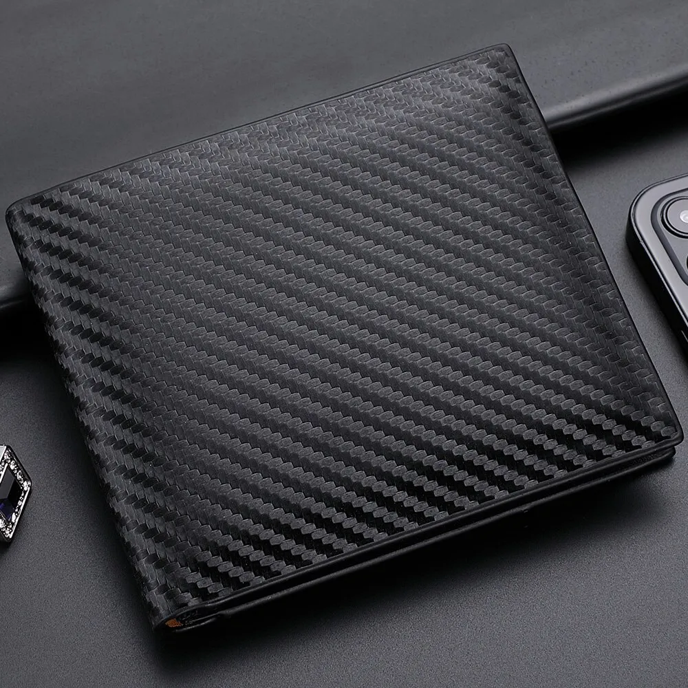 designer bag 2025 Carbon Fiber Short Wallet Men's Card Integrated Zipper Change Bag Holder wallet mens designer
