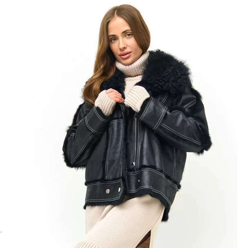 Fur Winter New In Jacket Natural Real Rabbit Hair Inner Liner Short Casual Slim V-Neck Sheepskin Coat For Women