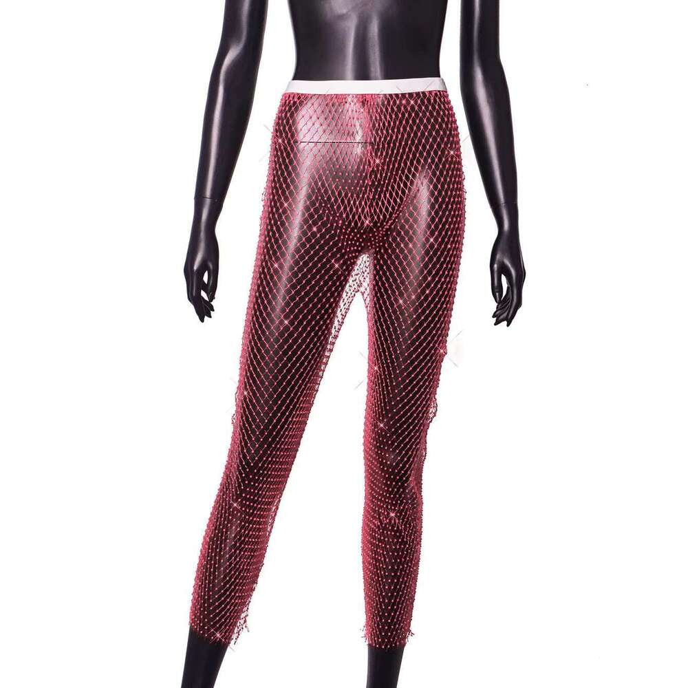Hot Sale Fashion Stage Sexy Mesh Flashing Dia Waist Slimming Women's Fishnet Pant