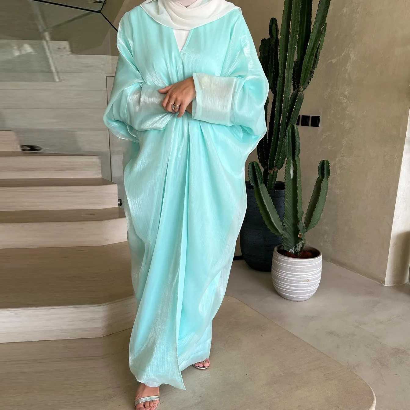Shiny Abayas Women Muslim Dress Eid Dubai Kimono Abaya Turkey Kaftan Ramadan Ka Caftan Marocain Femme Robe Islam Jalabiya X250514