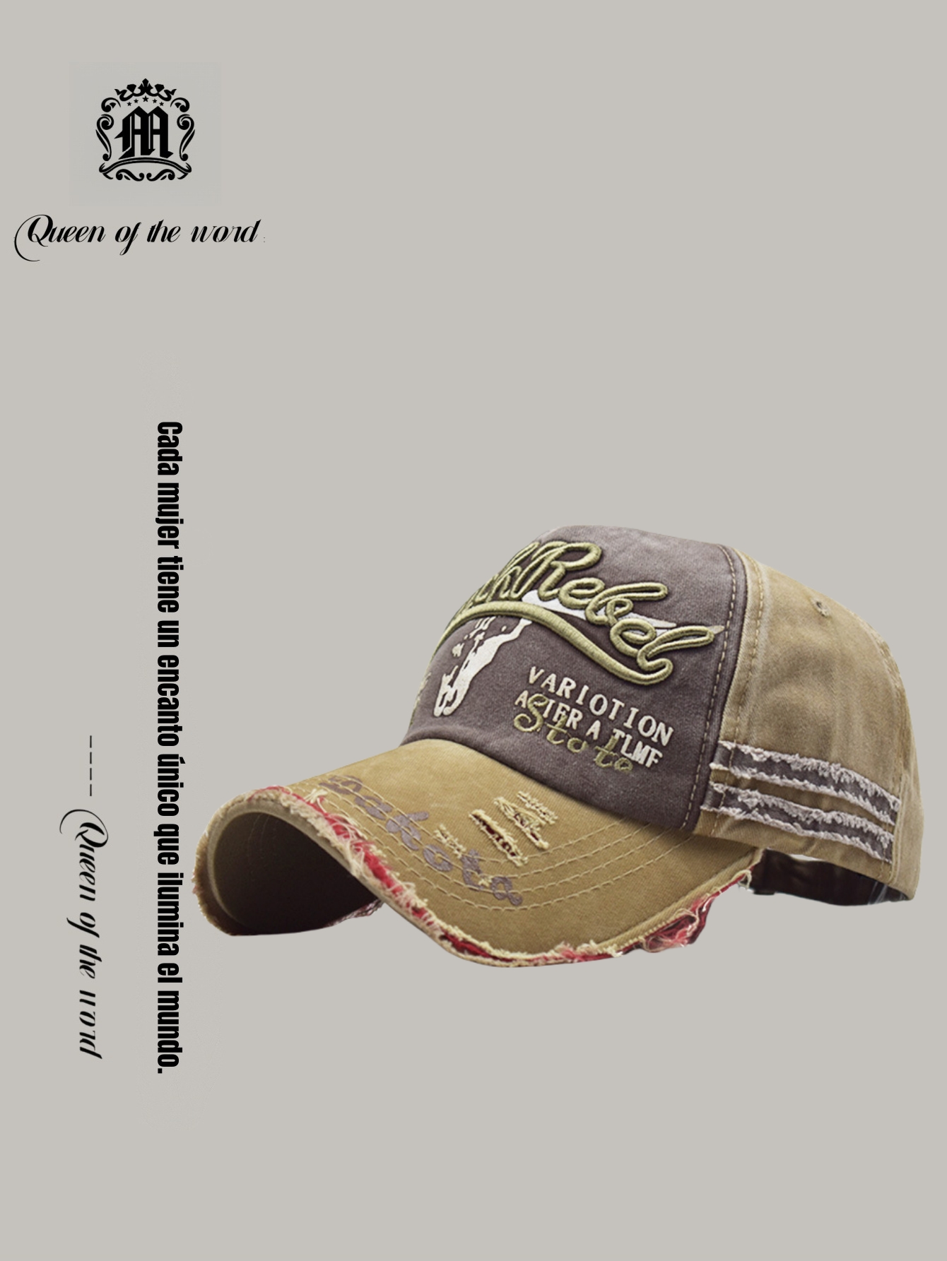 queen of the word 2 High-grade washed and distressed coated baseball cap Bull head embroidered hat sun hat