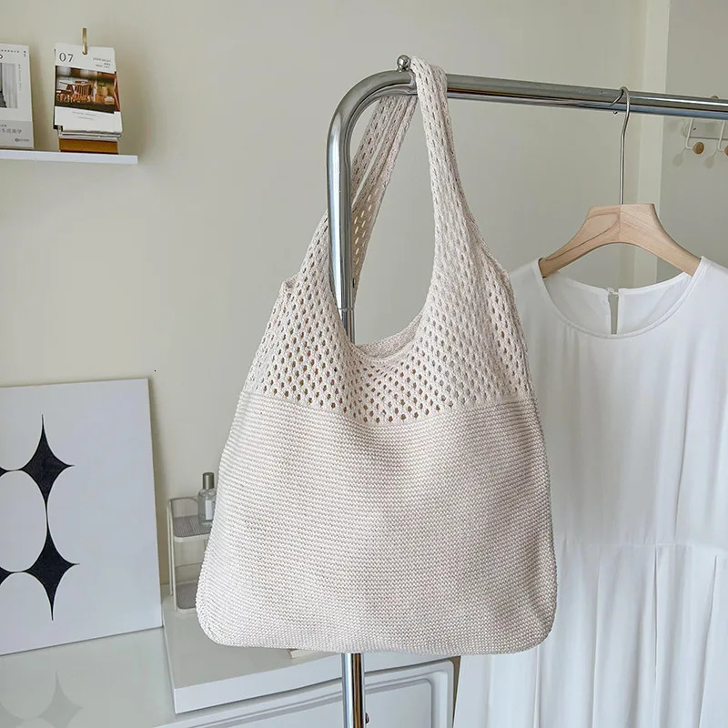 Large Capacity Shoulder Bags Fashion Women Hollow Woven Crochet Bag Knitting Handbags Eco Female Shopping Tote 250514