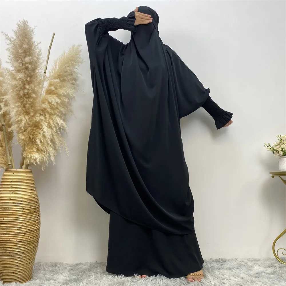Muslim Women Fashion Set Two-piece robe Long slve Islamic Clothing Dubai Saudi Turkey solid color elegant dress X250514