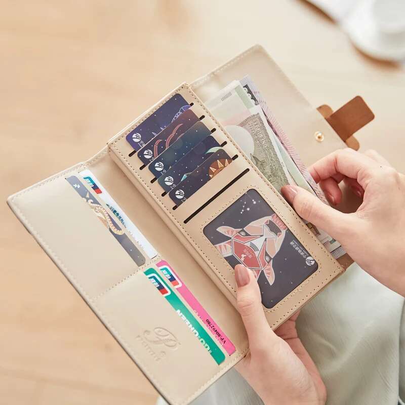 Female Fashion Long Wallet Quality Emed Leather Women Folded Design Money Bag Lady Coin Purse Credit Card Holders For Girls