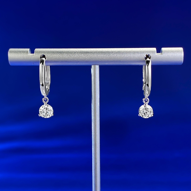 0.3CT White Moissanite Diamond Sweet Cute Simple Fine Jewelry Real 100% 925 Sterling Silver Gold Round Cut Gemstones Party Women Wedding Dangle Earrin