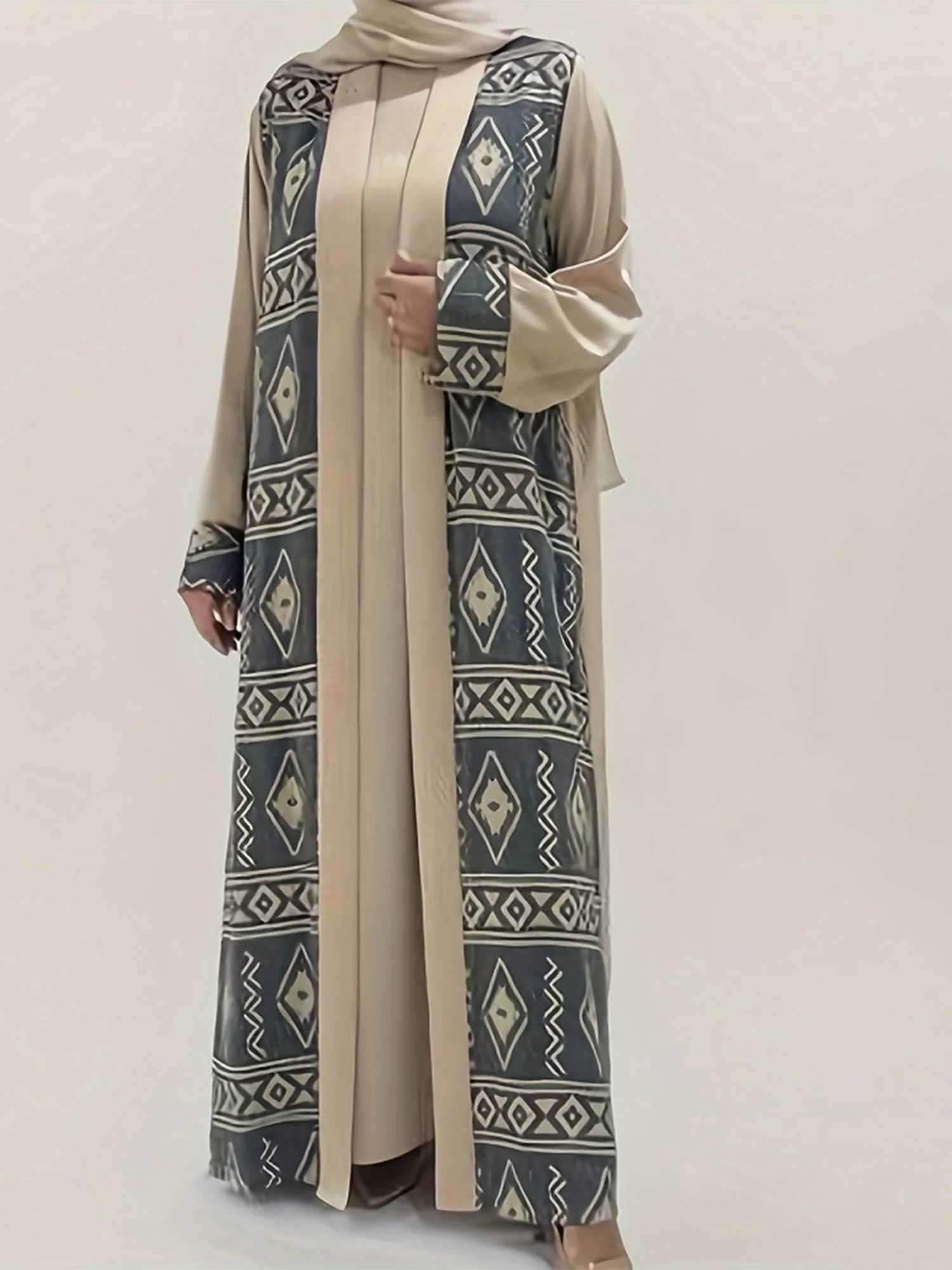 Elegant Floral Embroidered Abaya Maxi Dress with Belt and Flared Slves for Women - Stylish Middle Eastern Ramadan Outfit X250514